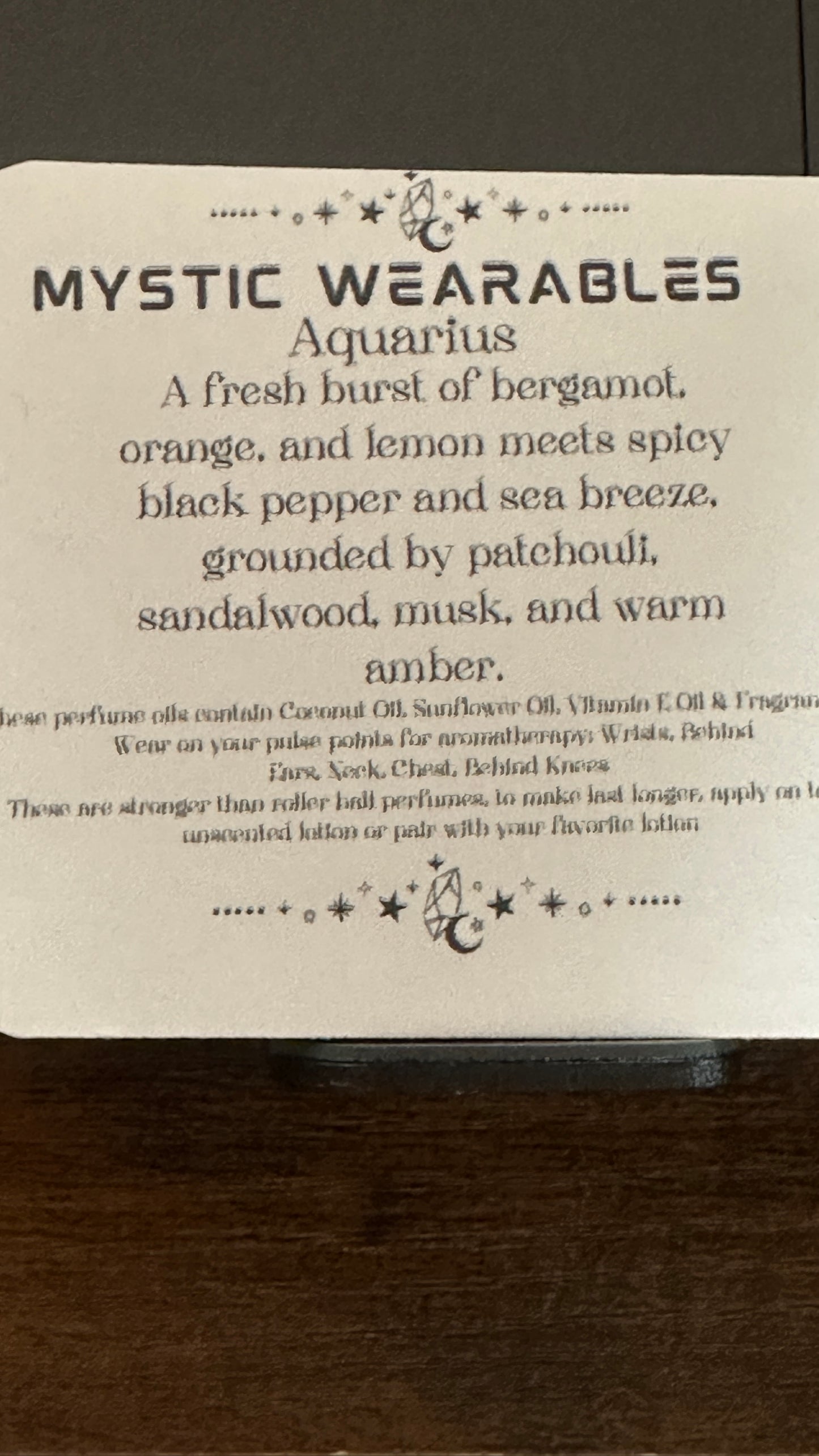 Aquarius-Zodiac Perfume Oil Fresh/Oceanic/Citrusy