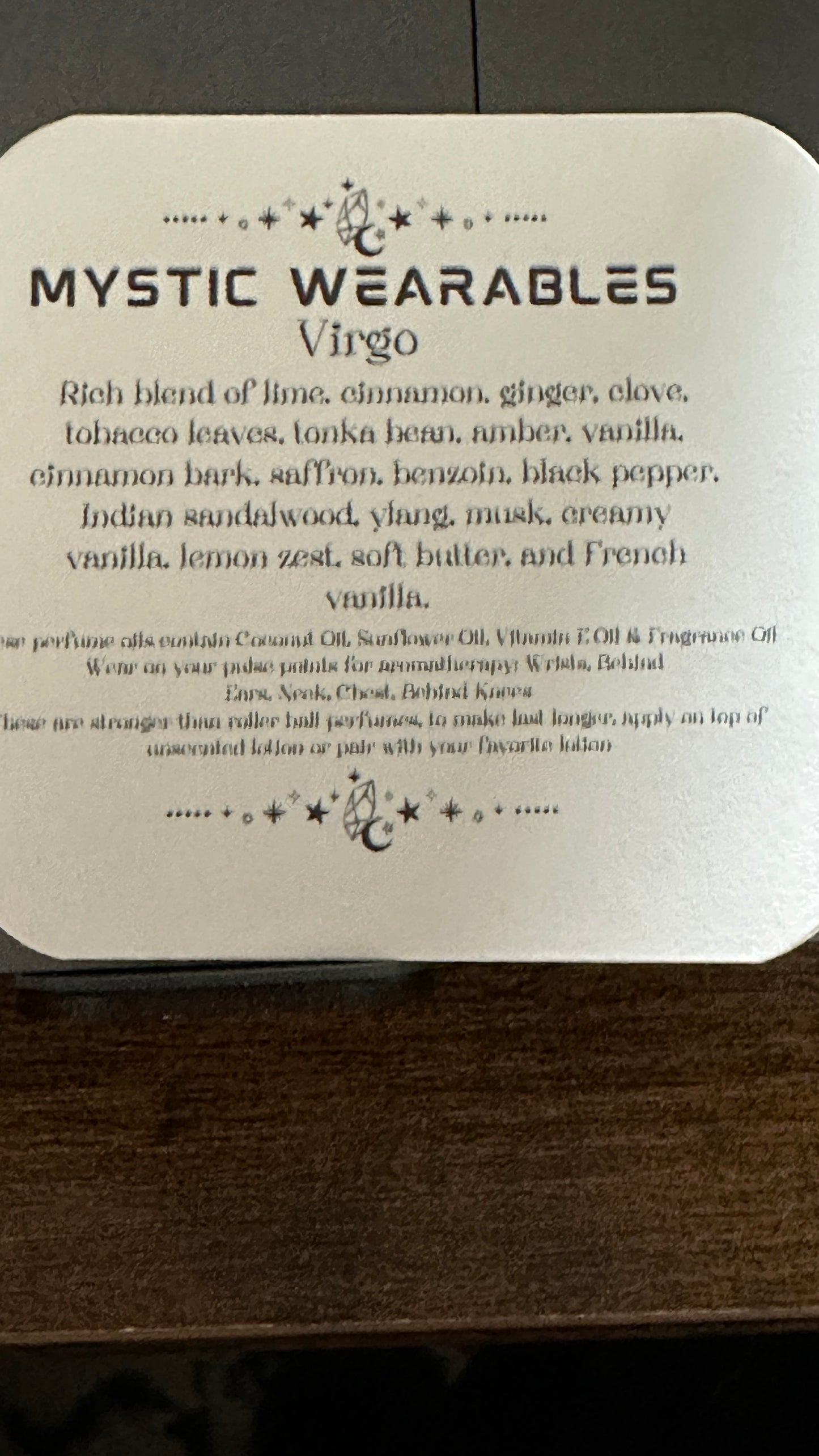 Virgo-Zodiac Perfume Oil Gourmand/Cozy/Spicy