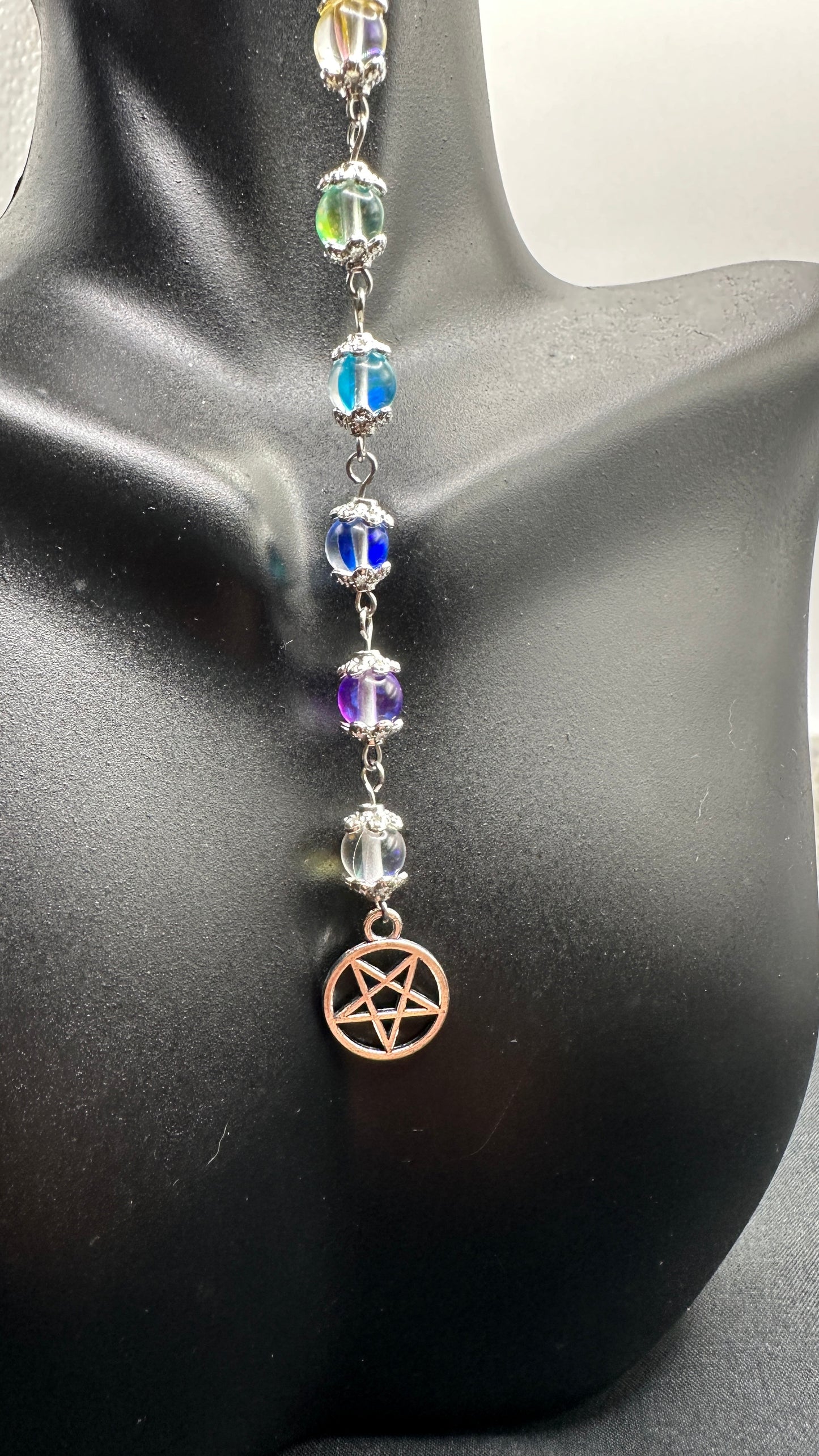 Rainbow Aura Quartz-Aura Cleanse, Emotional Healing & Grounding Long Hook Earrings (Choose Star)