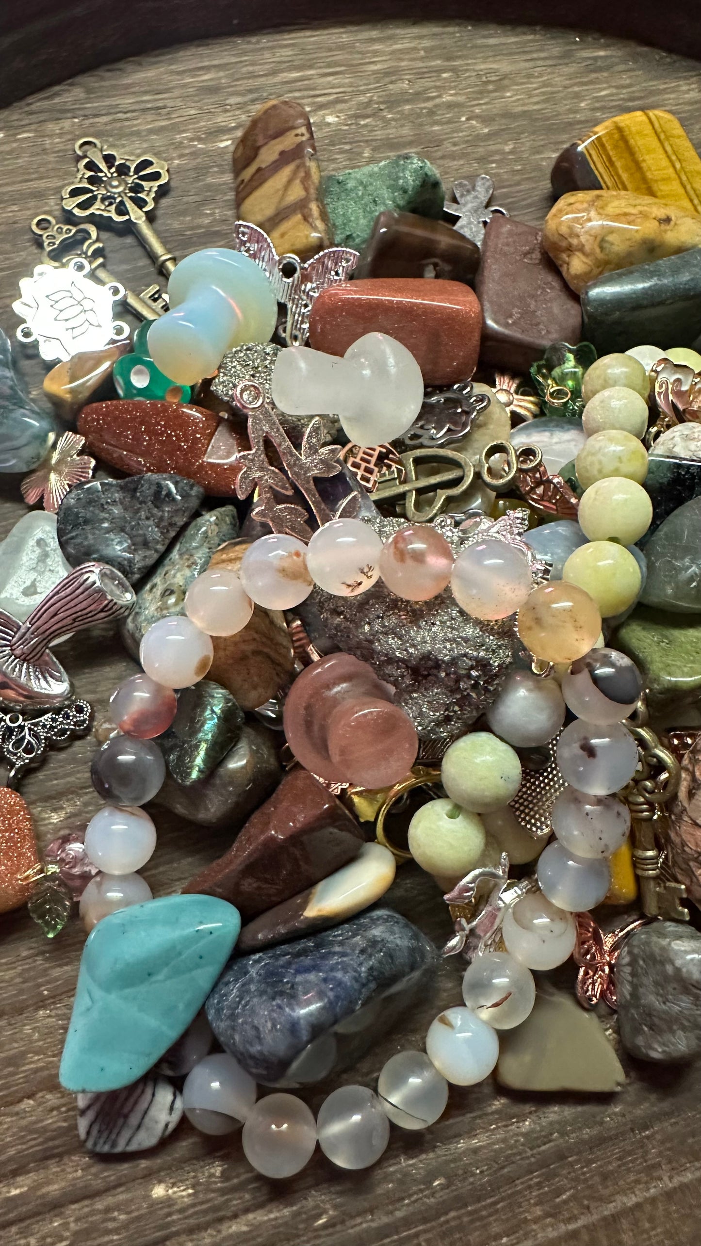 Crow Treasure Scoop- Abundance, New Beginnings, Growth & Courage!! Charms & Crystals Plus A Bracelet in every Order