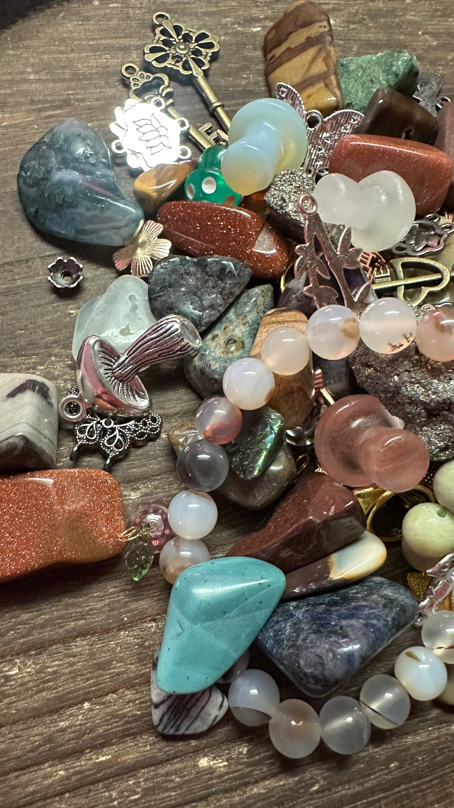 Crow Treasure Scoop- Abundance, New Beginnings, Growth & Courage!! Charms & Crystals Plus A Bracelet in every Order