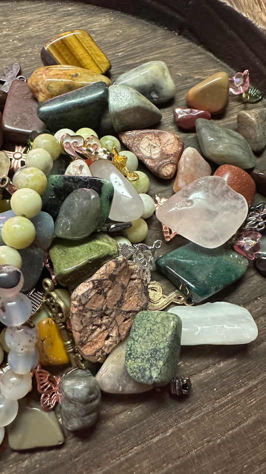 Crow Treasure Scoop- Abundance, New Beginnings, Growth & Courage!! Charms & Crystals Plus A Bracelet in every Order