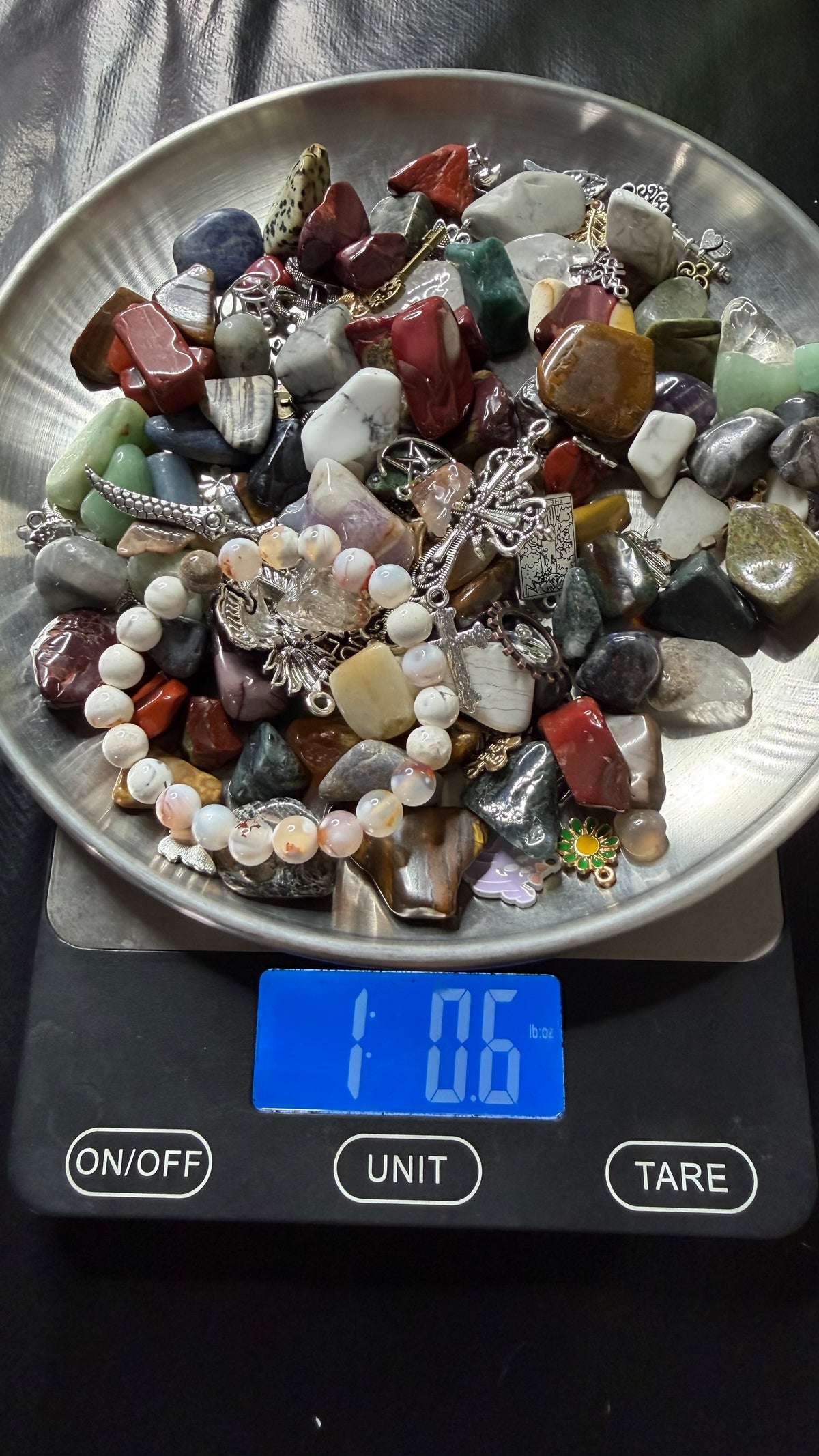 1 lb of Crystals and Charms together and a crystal bracelet