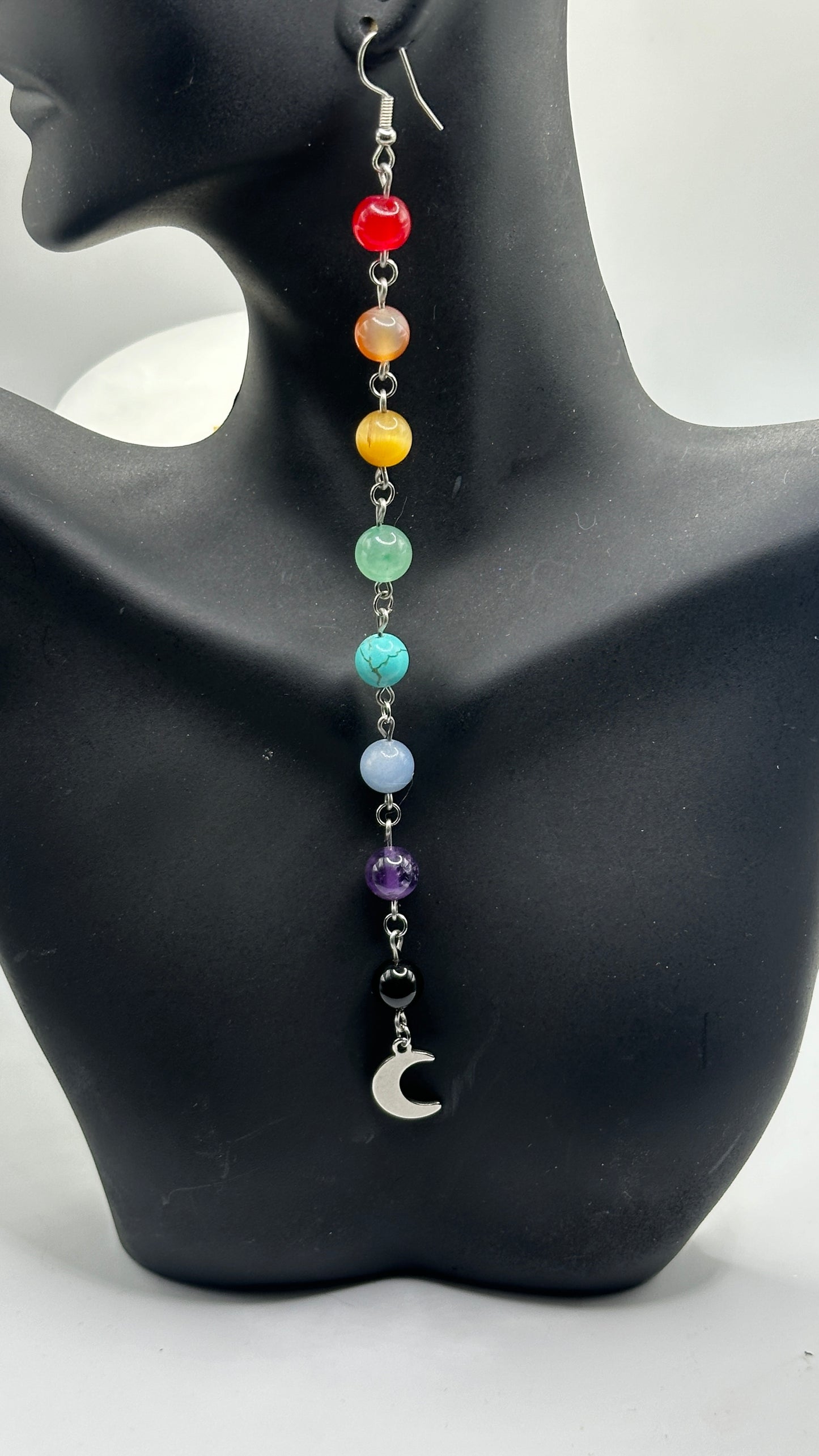 Crystal Bead Chakra-Rainbow Dangle Earrings